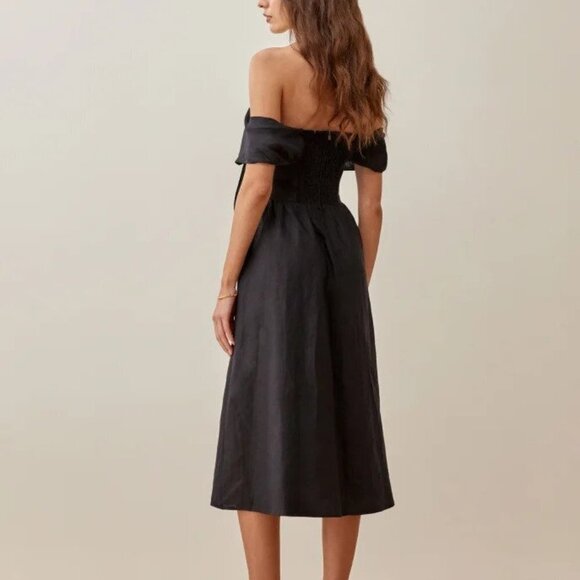 Reformation Barrington Linen Dress in Black size 4 NWT - Picture 2 of 12